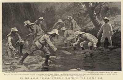 En el Valle de Bazar, Gurkhas practicando el arte gentil de Joseph Nash